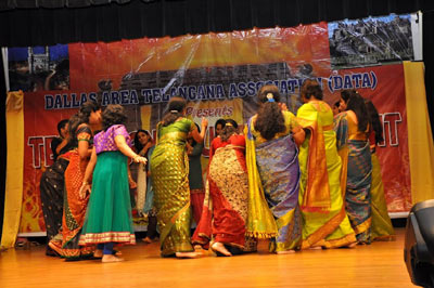 Dallas Area Telangana Association, Telangana Cultural and Banquet Night, Colleyville Center, Colleyville center was decorated, Telangana backdrop all over the center